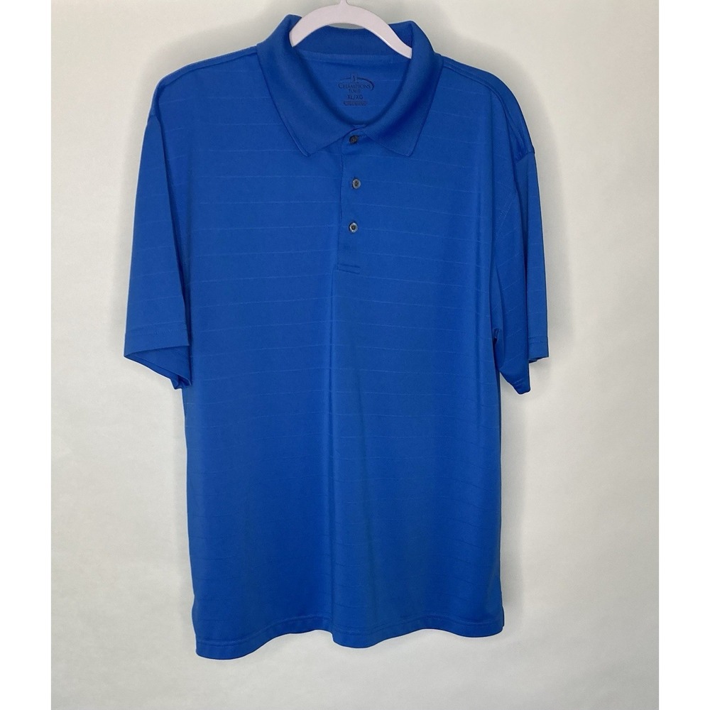 Champions Tour Performance Polo Shirt Blue Men's XL Embroidered Sleeve Golf‎